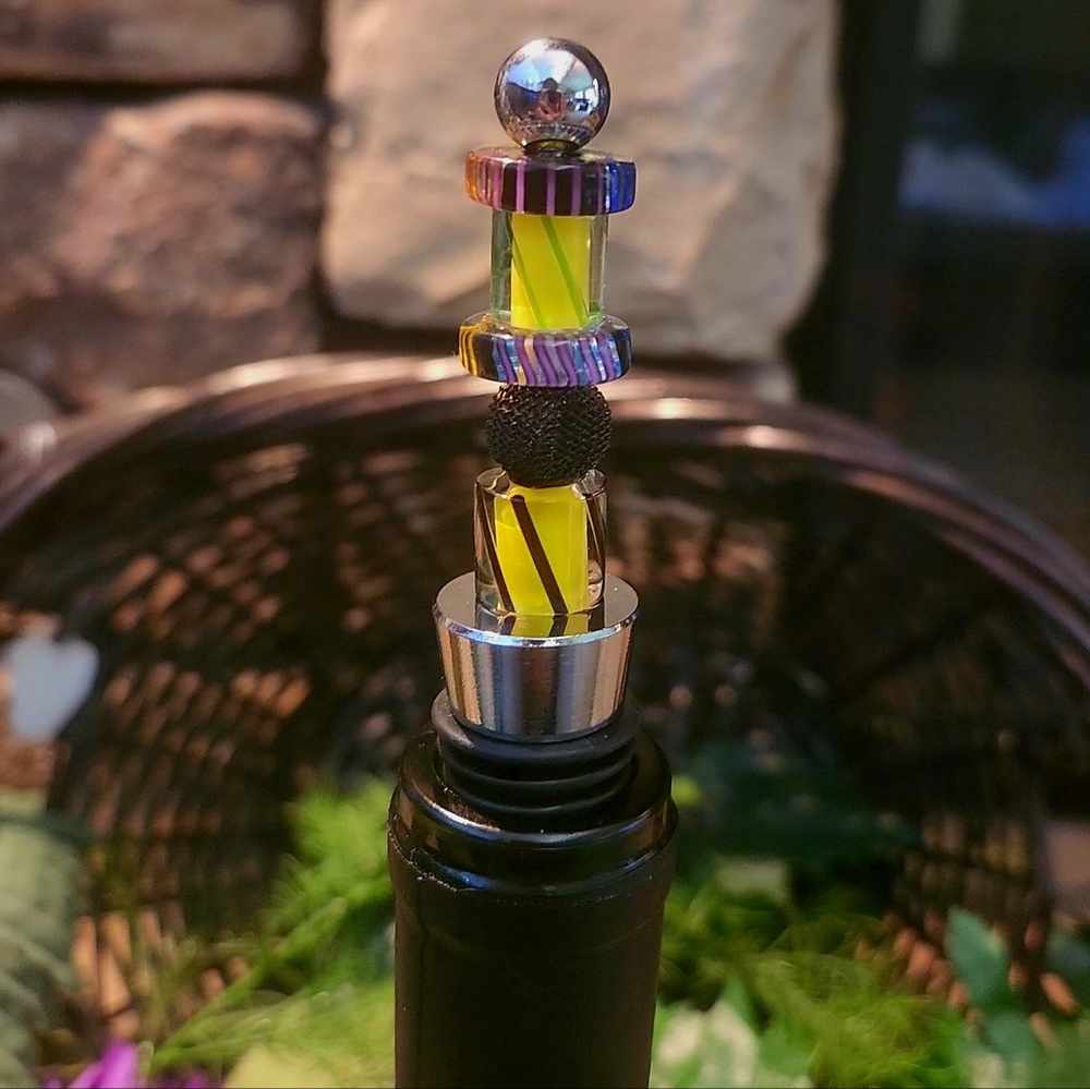 New Wine Bottle Stopper Cane Glass Jewelry Bar Accessories OOAK Handcrafted Gift
